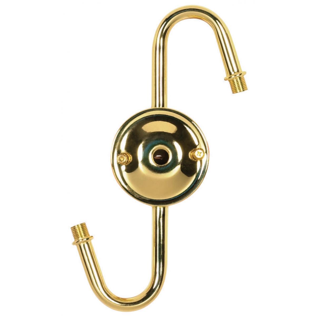 Satco 80-1162 Steel "S" Cluster For Medium or Candelabra Brite Gilt Finish No Wire 7" Centers 1/8 IP Top and 1/4 IP Bottom