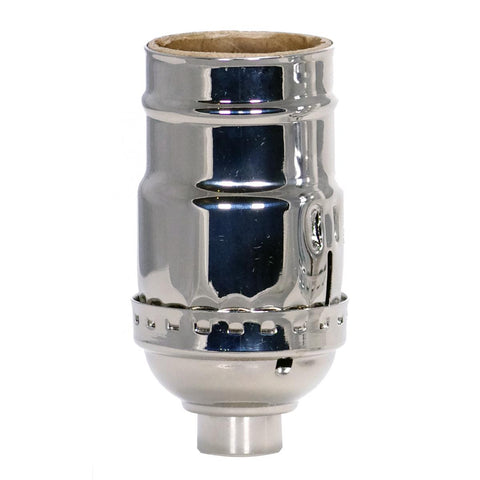 Satco 80-1176 3-Way (2 Circuit) Keyless Socket 1/8 IPS 3 Piece Stamped Solid Brass Polished Nickel Finish 660W 250V