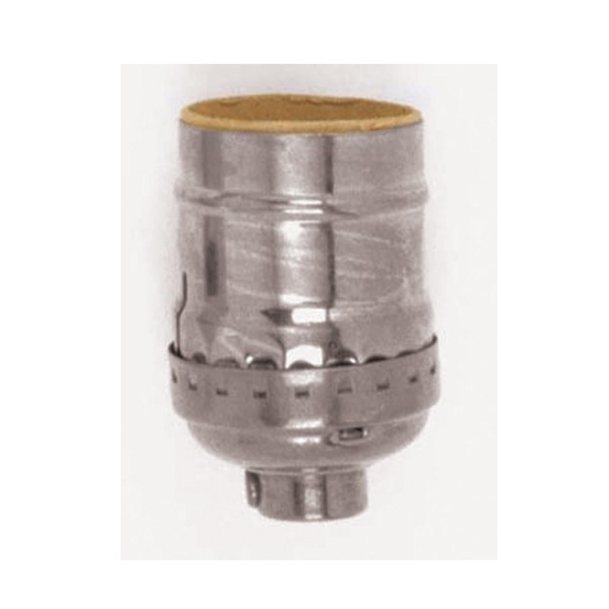 Satco 80-1178 Short Keyless Socket 1/8 IPS 3 Piece Stamped Solid Brass Polished Nickel Finish 660W 250V With Set Screw