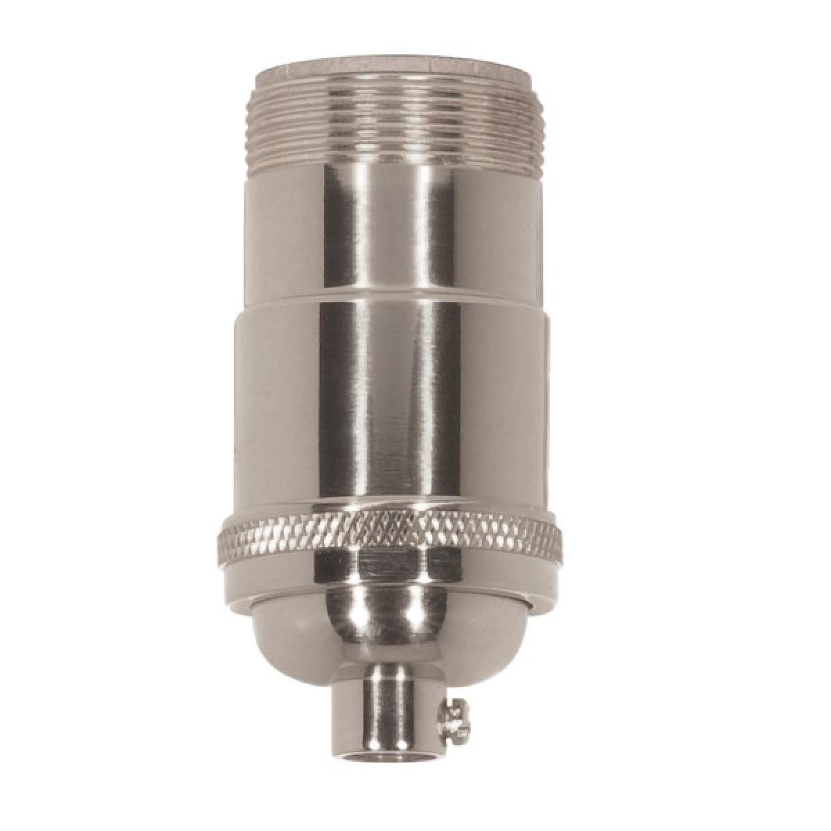 Satco 80-1196 3-Way (2 Circuit) Keyless Socket 1/8 IPS 4 Piece Stamped Solid Brass Polished Nickel Finish 660W 250V