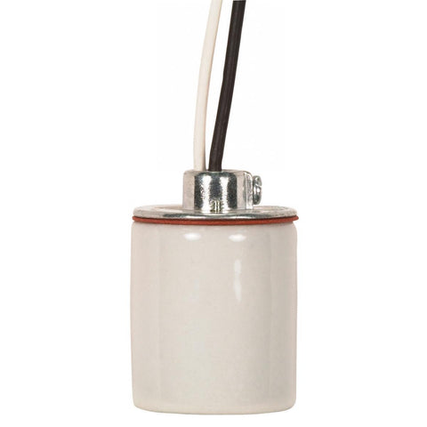 Satco 80-1313 Keyless Porcelain Socket With 1/8 IPS Cap 9" AWM B/W 150C CSSNP Screw Shell Glazed 660W 250V
