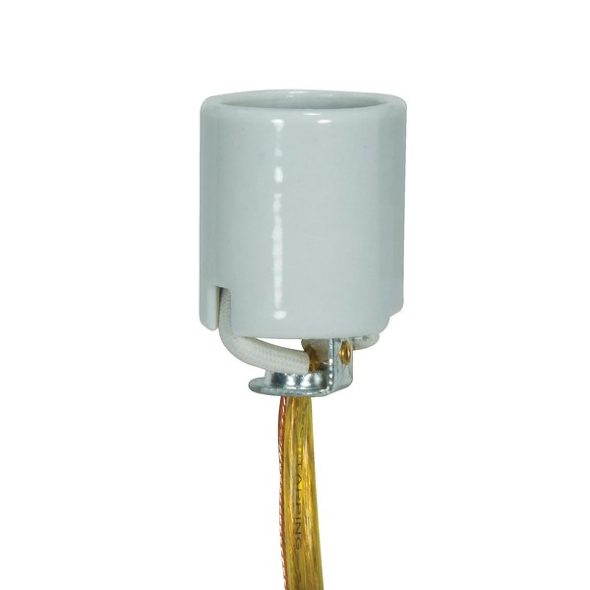 Satco 80-1317 Keyless Porcelain Socket With 1/8 IPS - 3/8" Hickey 72" 18/2 SPT-1 105C Gold W/ Grid CSSNP Screw Shell Glazed 660W 250V