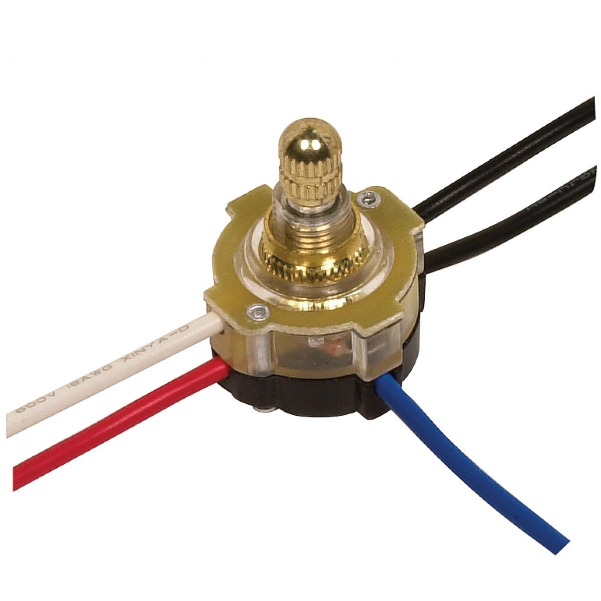 Satco 80-1361 3-Way Lighted Rotary Switch, Plastic Bushing, 2 Circuit, 4 Position(L-1, L-2, L1-2, Off). Rated: 6A-125V, 3A-250V