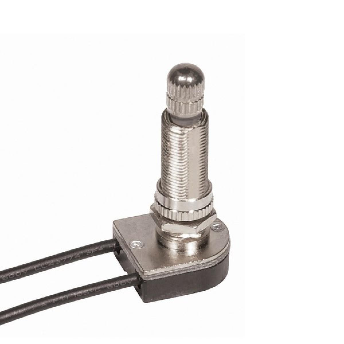 Satco 80-1364 On-Off Metal Rotary Switch 1-1/8" Metal Bushing Single Circuit 6A-125V, 3A-250V Rating 6" Leads Nickel Finish