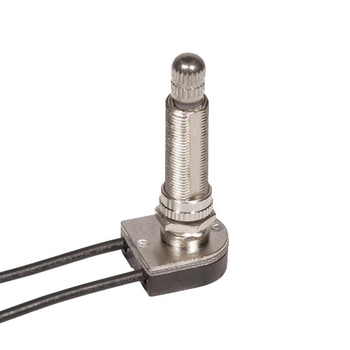 Satco 80-1414 On-Off Metal Rotary Switch, 1-1/2" Metal Bushing Single Circuit 6A-125V, 3A-250V Rating 6" Leads Nickel Finish