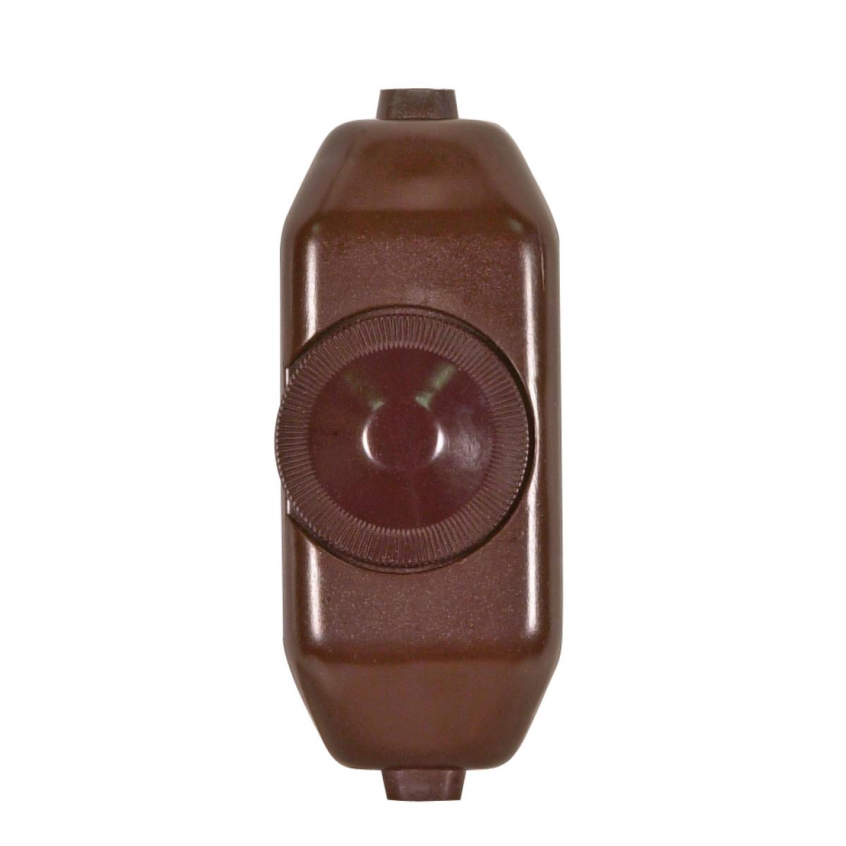 Satco 80-1481 Full Range Lamp Cord Rotary Dimmer Switch Brown Finish 3" x 1-1/4" Phenolic For 18GA SPT-1 or SPT-2 Wire 200W 120V