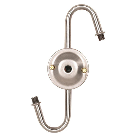 Satco 80-1636 Steel "S" Cluster For Medium or Candelabra Nickel Finish No Wire 7" Centers 1/8 IP Top And 1/4 IP Bottom