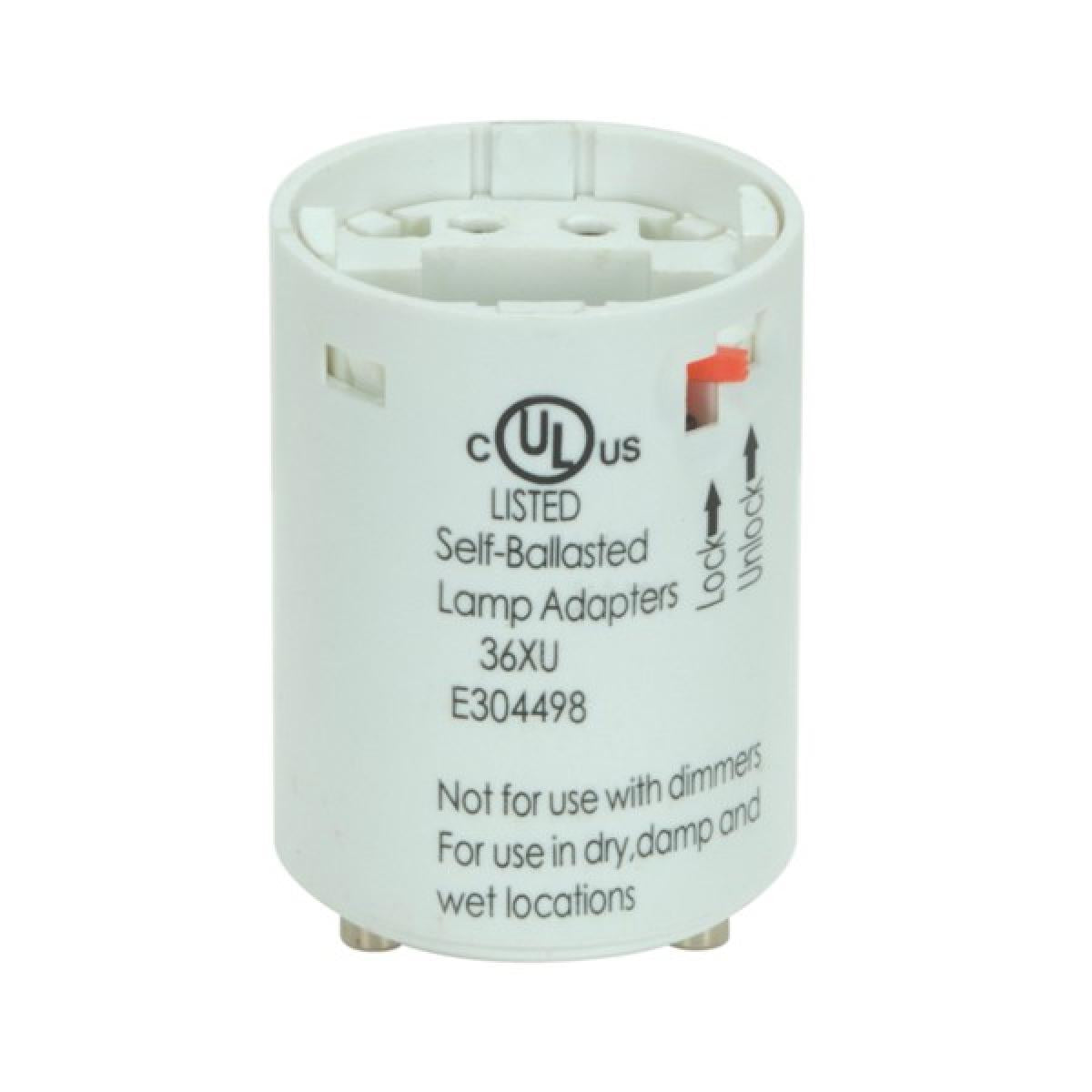 Satco 80-1712 NOW 80/1847 Smooth Phenolic Electronic Self-Ballasted CFL Lampholder 120V, 60Hz, 0.23A 18W G24q-2 And GX24q-2 2" Height 1-1/2" Width