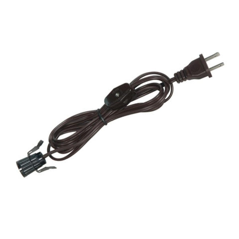 Satco 80-1782 6 Foot #18 SPT-1 White Cord, Switch, And Plug (Switch 17" From Socket)
