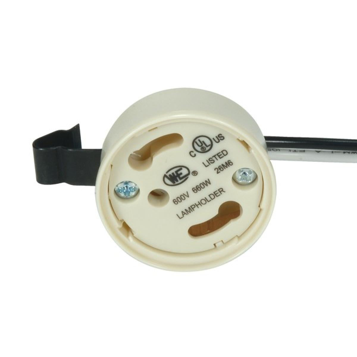 Satco 80-1860 4-Pin Ballast And Socket Combination For GU24 24" 18 AWM 105C Leads 13" Ground Wire Snap Bracket 3/4" Height