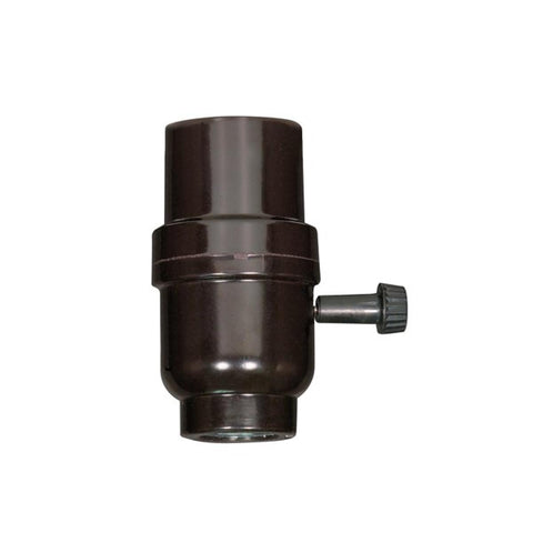 Satco 80-1927 3-Way Turn Knob With Metal Bushing Phenolic Smooth 1/8 IP Cap Less Set Screw 2-7/8" Height 1-1/4" Diameter 250W 250V