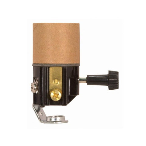 Satco 80-2034 Turn Knob Socket With Paper Liner 2-1/2" Height 3 Terminal (2 Circuit) Turn Knob 1/8 IP Inside Extrusion 250W 250V