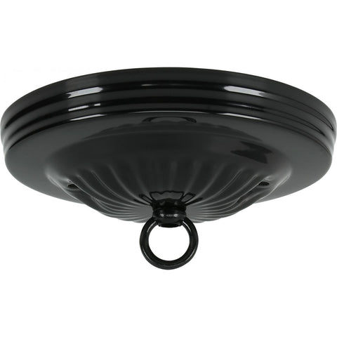 Satco 90-055 Ribbed Canopy Kit Black Finish 5" Diameter 7/16" Center Hole 2-8/32 Bar Holes Includes Hardware 10lbs Max