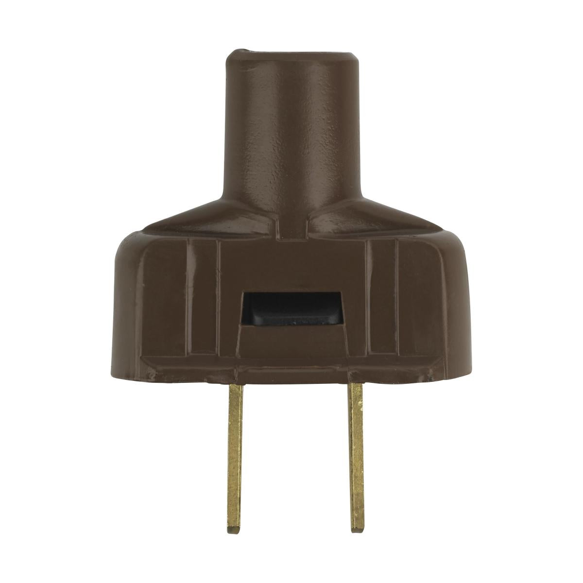 Satco 90-1114 Attachment Plug With Terminal Screws Brown Finish Non Polarized 18/2-SVT Round Wire 15A 125V