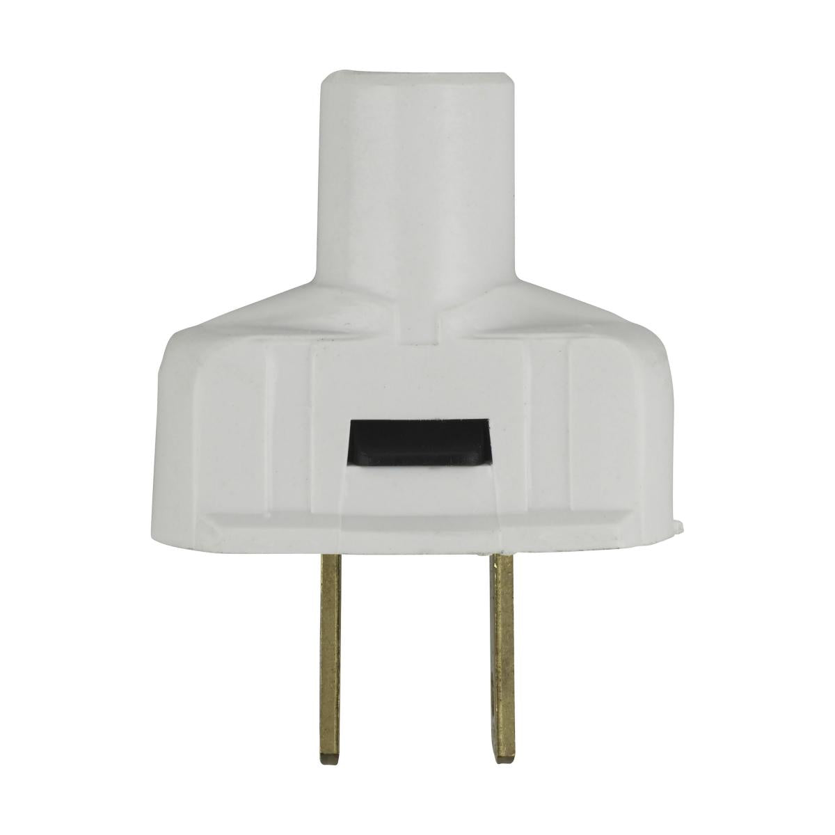 Satco 90-1115 Attachment Plug With Terminal Screws White Finish Non Polarized 18/2-SVT Round Wire 15A 125V