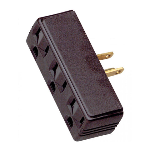 Satco 90-1117 Single To Triple Adapter Brown Finish Polarized 15A 125V