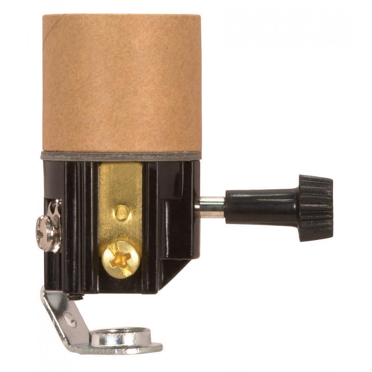 Satco 90-1152 Turn Knob Socket With Paper Liner 2" Height On-Off Turn Knob Screw Terminals 1/8 IP Inside Extrusion 250W 250V