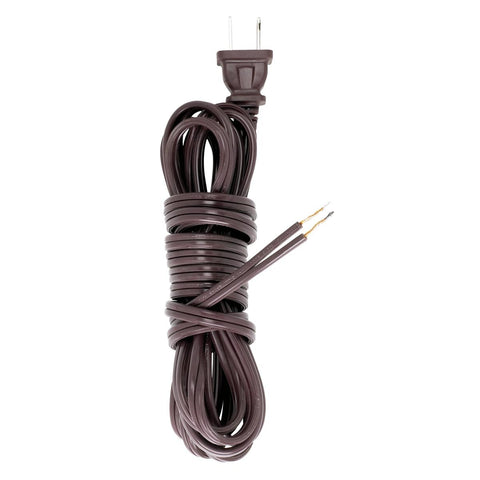 Satco 90-1414 12 Foot 18/2 SPT-2 105C Cord Set Brown Finish 72" Hank 150 Carton Molded Polarized Plug Tinned Tips 3/4" Strip With 2" Slit