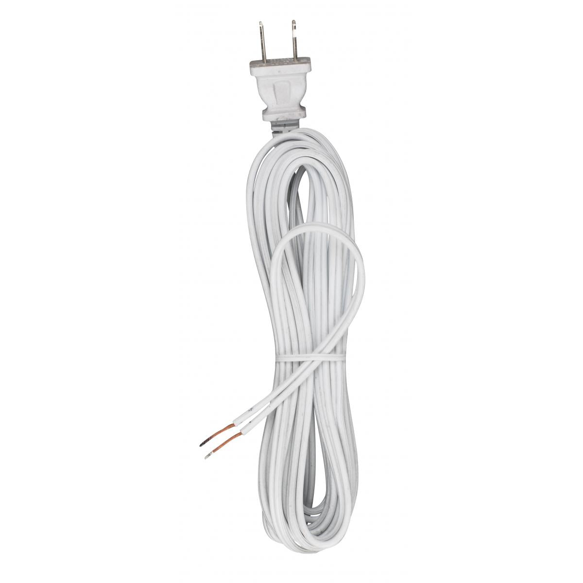 Satco 90-1528 18/2 SPT-1-105C All Cord Sets - Molded Plug - Tinned Tips 3/4" Strip with 2" Slit 100 Ctn. 15 Ft.