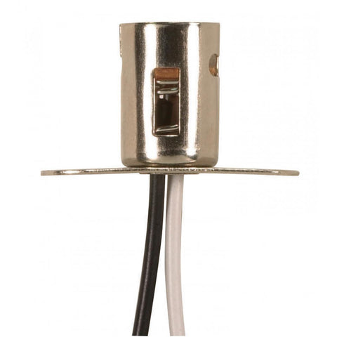 Satco 90-1560 Bayonet Base Double Contact Socket BA15D 9" Leads Flat Mounting Bracket Screw Holes 1-1/4" CC 500W 125V