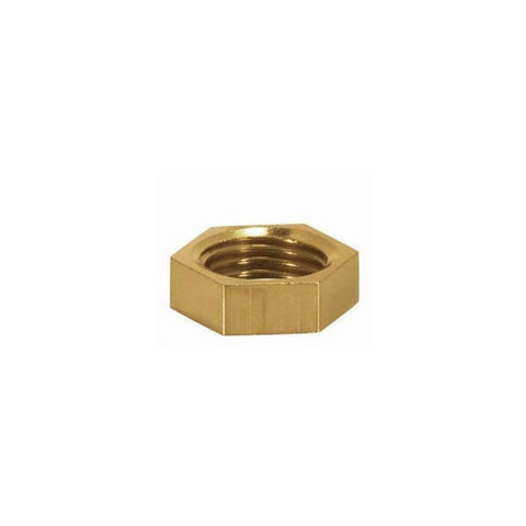 Satco 90-1701 Brass Hexagon Locknut 1/4 IP 11/16" Hexagon 3/16" Thick Unfinished