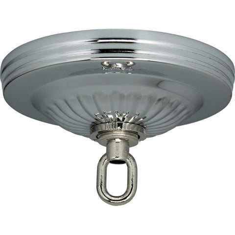 Satco 90-196 Ribbed Canopy Kit Chrome Finish 5" Diameter 1-1/16" Center Hole Includes Hardware 25lbs Max