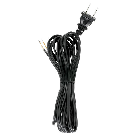 Satco 90-2034 12 Foot 18/2 SPT-1 105C Cord Set Black Finish 72" Hank 150 Carton Molded Polarized Plug Tinned Tips 3/4" Strip With 2" Slit
