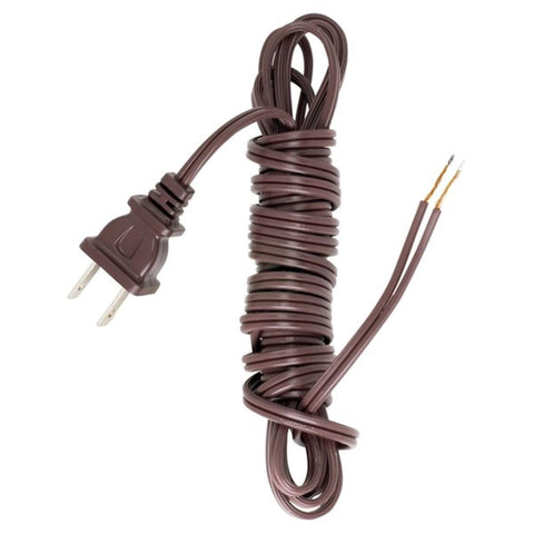 Satco 90-2035 12 Foot 18/2 SPT-1 105C Cord Set Brown Finish 72" Hank 150 Carton Molded Polarized Plug Tinned Tips 3/4" Strip With 2" Slit