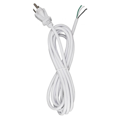 Satco 90-2413 10 Foot 18/3 SVT 105C Heavy Duty Cord Set White Finish 3 Prong Plug 1/4" Diameter