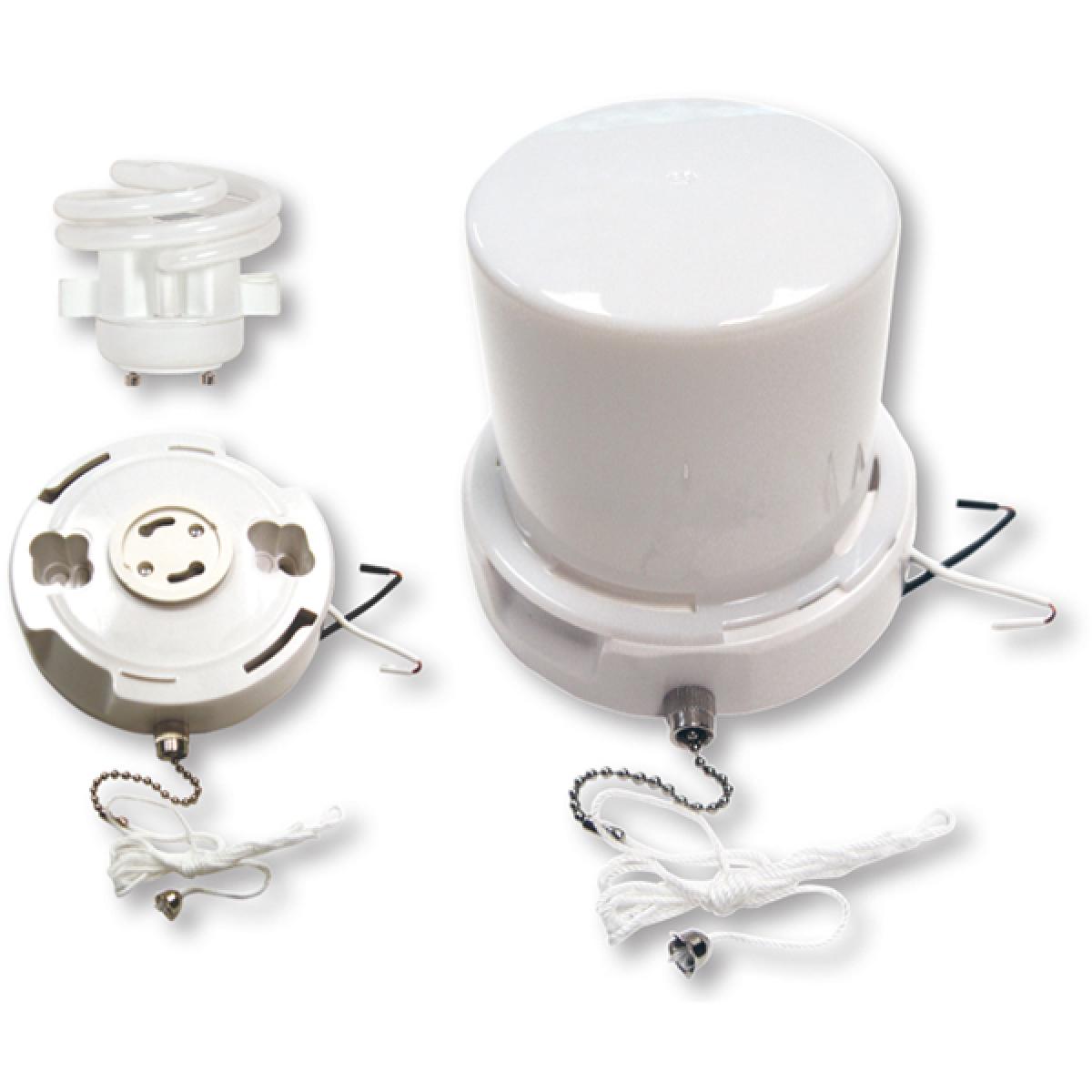 Satco 90-2616 GU24 Base Squat pull chain fluorescent ceiling fixture with twist-on Lexan lens