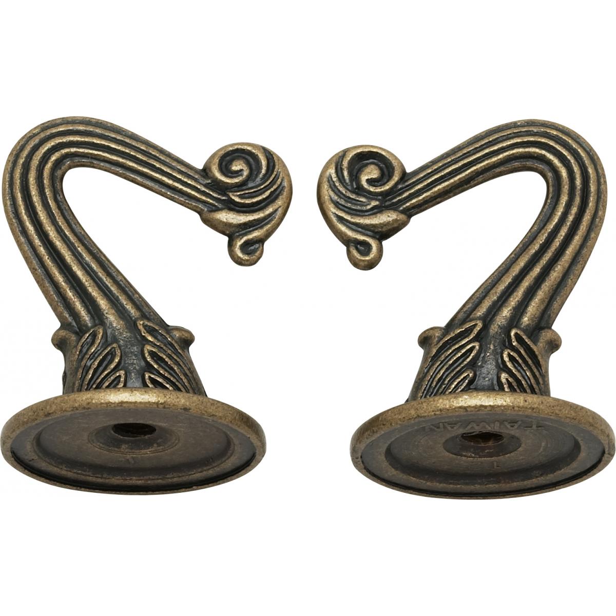 Satco 90-451 Die Cast Swag Hook Kit Antique Brass Finish Kit Contains 2 Hooks With Hardware 10lbs Max