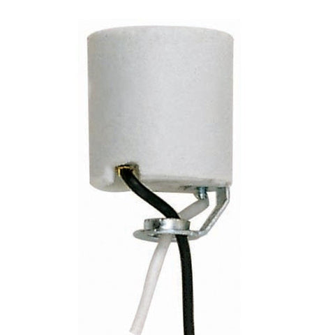Satco 90-466 Keyless Porcelain Socket With Hickey 16" Leads Unglazed 660W 250V