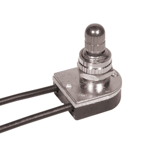 Satco 90-507 On-Off Metal Rotary Switch 3/8" Metal Bushing Single Circuit 6A-125V, 3A-250V Rating Nickel Finish