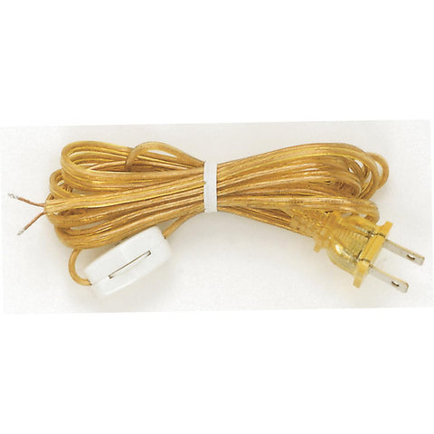 Satco 90-723 8 Ft. Cord Sets with Line Switches Molded Plug Tinned tips 3/4" Strip with 2" Slit Switch 24" From Free End 36" Hank