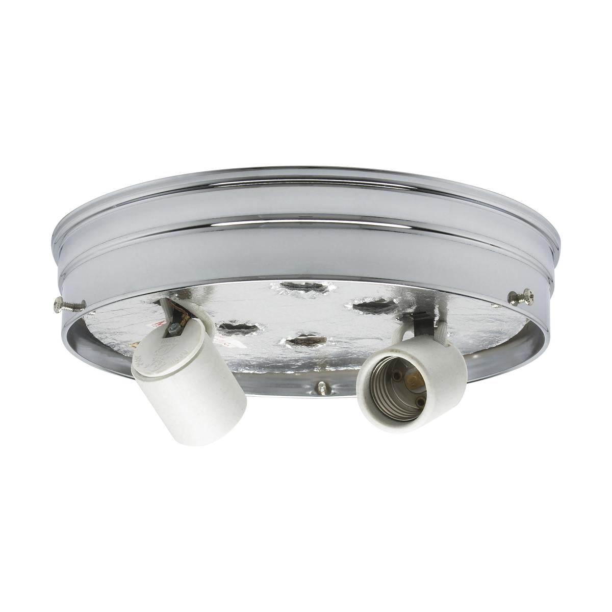 Satco 90-757 8" 2-Light Ceiling Pan Chrome Finish Includes Hardware 60W Max