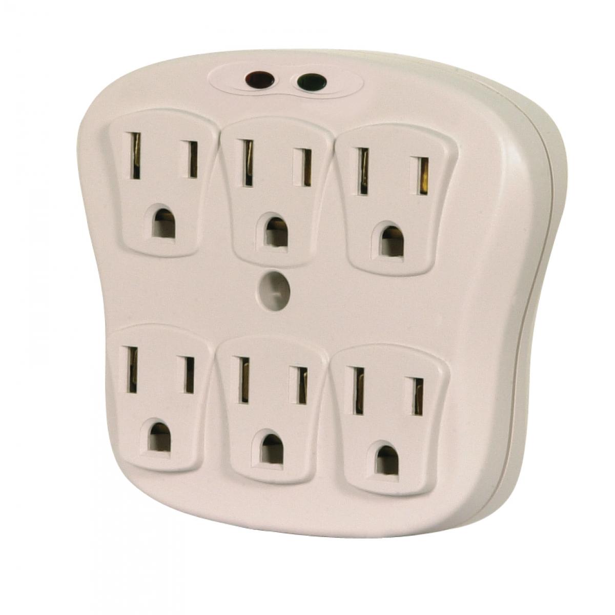 Satco 91-223 6 Outlet Surge Wall Tap Indoor Use Only 540 Joules 15A-120V 1800W