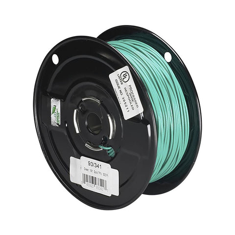 Satco 93-341 Bulk Wire 18/1 Solid 105C AWM TFN-PVC Nylon 500 Foot/Spool Green