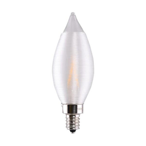 Satco S11300 2 Watt CA11 LED Satin Spun Clear Candelabra base 2700K 120 Volt