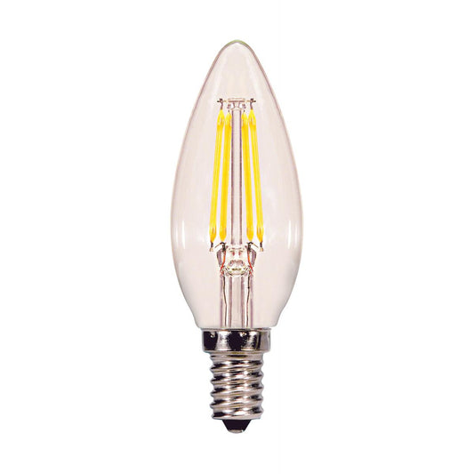 Replacement for Satco S11370 4.5 Watt C11 LED Clear Candelabra base 3000K 360 Lumens 120 Volt - NOW S21265