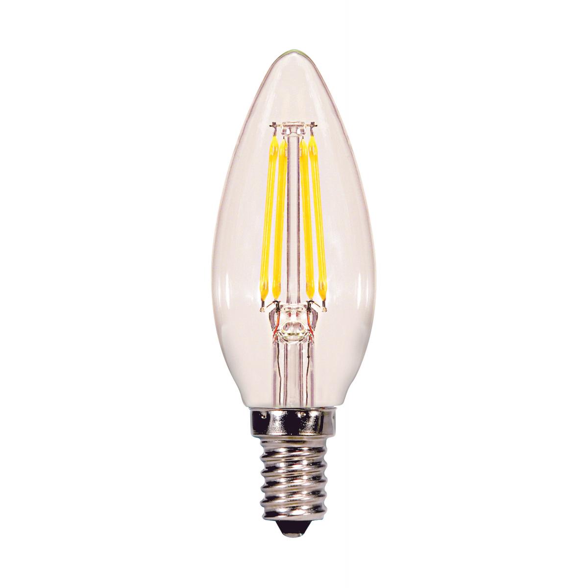 Replacement for Satco S11370 4.5 Watt C11 LED Clear Candelabra base 3000K 360 Lumens 120 Volt - NOW S21265