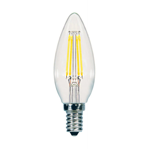 Replacement for Satco S11371 5.5 Watt C11 LED Clear Candelabra base 2700K 500 Lumens 120 Volt - NOW S21273