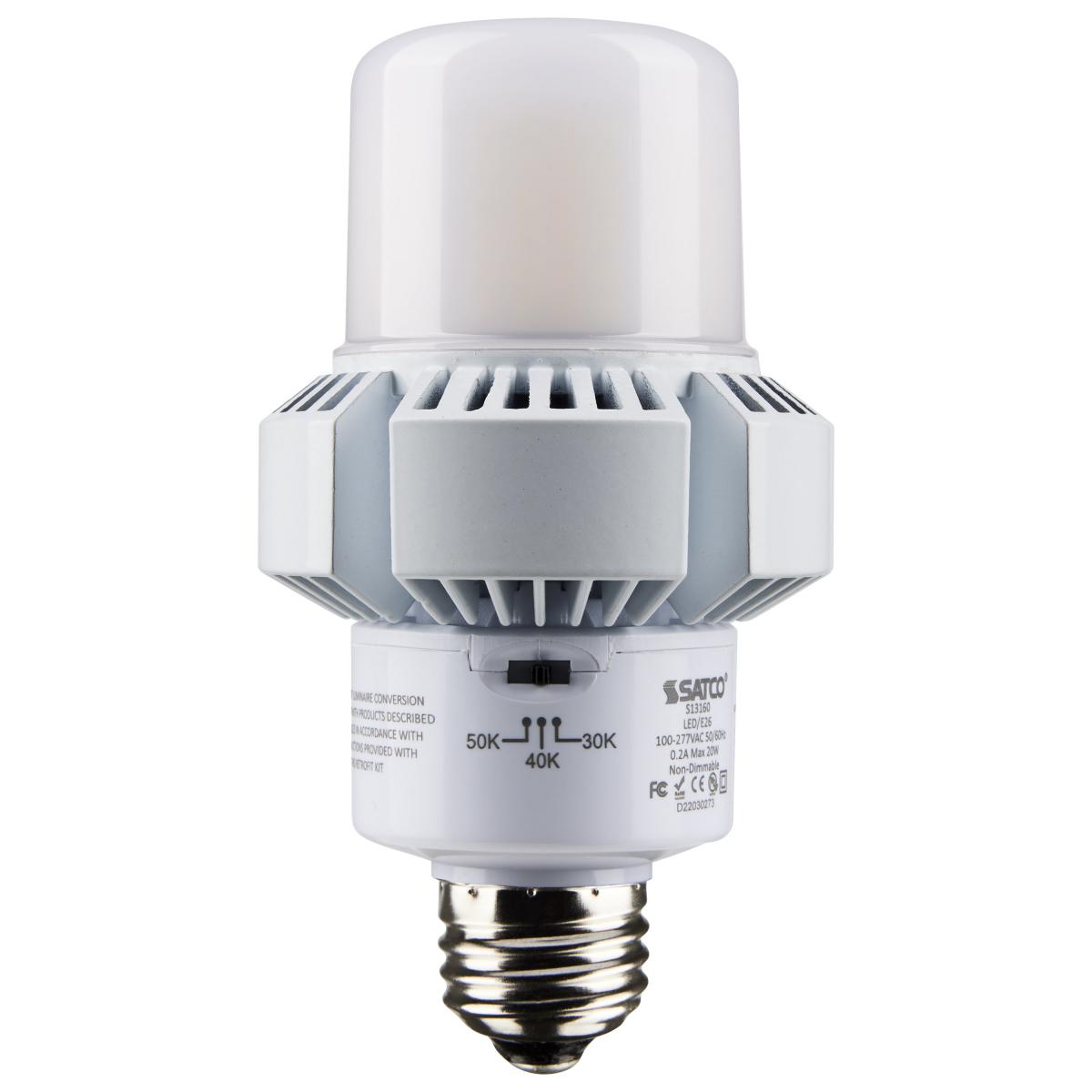 Satco S13160 20 Watt; A-Plus 23; LED; CCT Selectable 3K/4K/5K; Medium base; 100-277 Volt; ColorQuick Technology