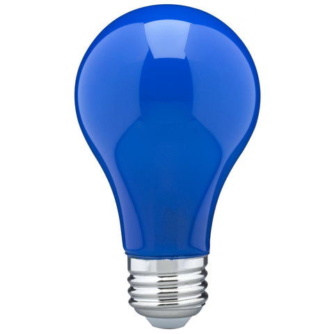 Satco S14985 8 Watt A19 LED Ceramic Blue Medium base 360 deg. Beam Angle 120 Volt