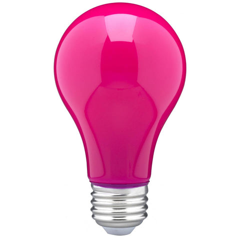 Satco S14989 8 Watt A19 LED Ceramic Pink Medium base 360 deg. Beam Angle 120 Volt