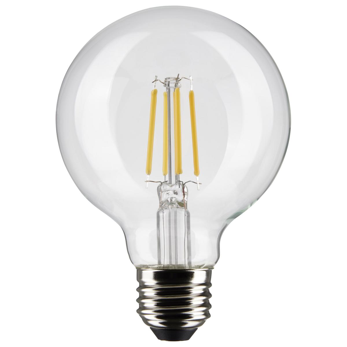 Satco S21243 4.5 Watt G25 LED; Clear; Medium base; 90 CRI; 3000K; 120 Volt; 2 Pack