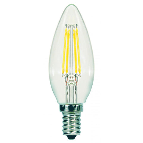 Satco S21706 5.5 Watt B11 LED Clear Candelabra base 2700K 500 Lumens 120 Volt 2-Card