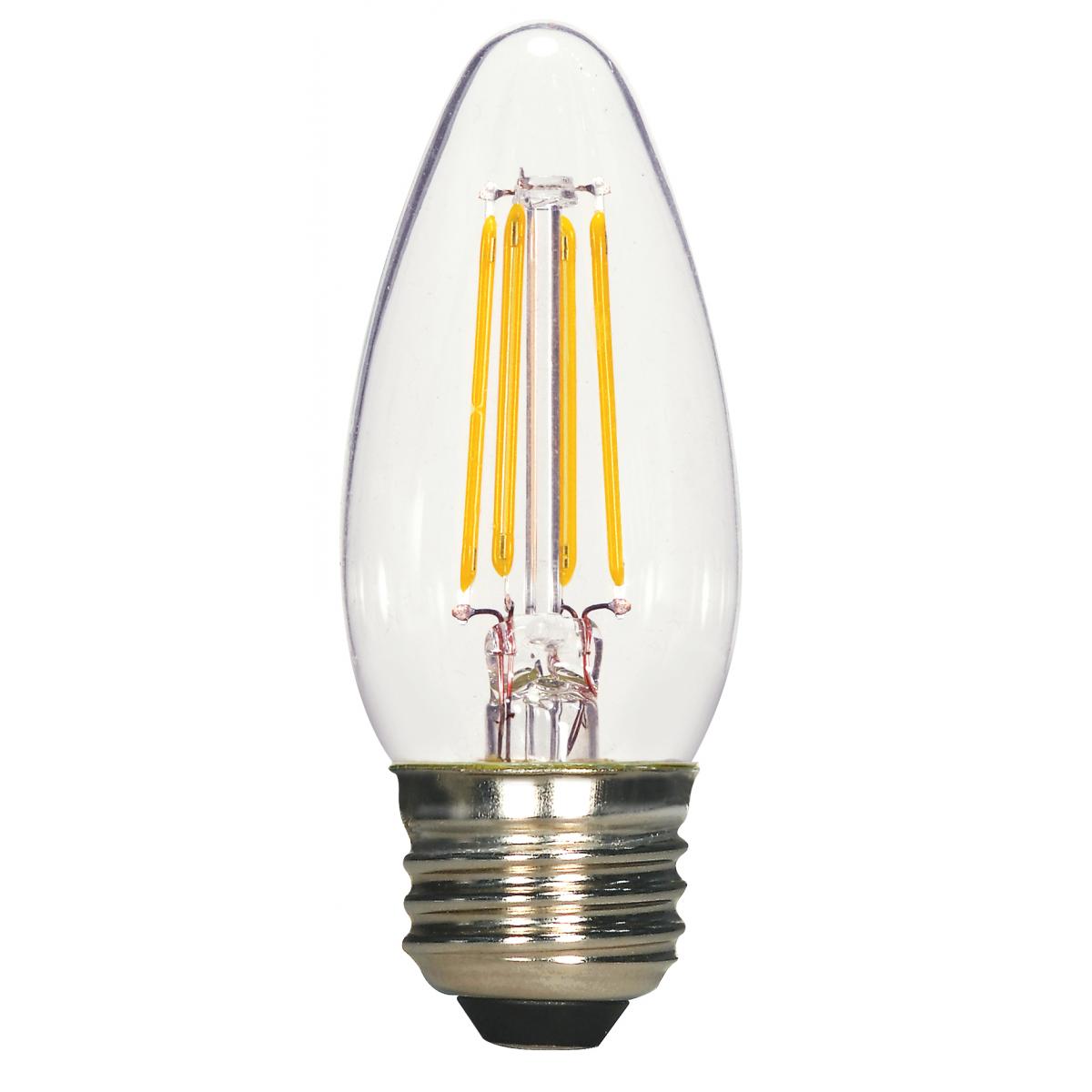 Replacement for Satco S21709 4.5 Watt B11 LED Clear Medium base 2700K 350 Lumens 120 Volt 3-Pack - NOW S21368