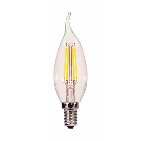 Satco S21722 4.5 Watt CA10 LED Clear Candelabra base 5000K 120 Volt 2-Card