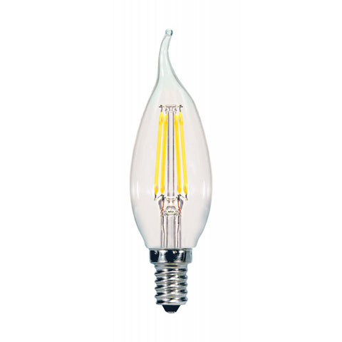 Satco S21723 5.5 Watt CA10 LED Clear Candelabra base 2700K 120 Volt 2-Card