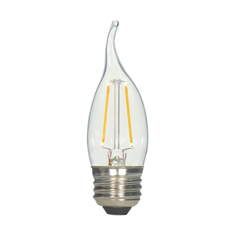 Satco S21724 2.5 Watt CA10 LED Clear Medium base 2700K 120 Volt 2-Card
